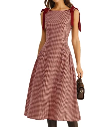 Image of RIHOAS Women's Plaid Gingham Dress Casual Summer Midi Dresses for Women