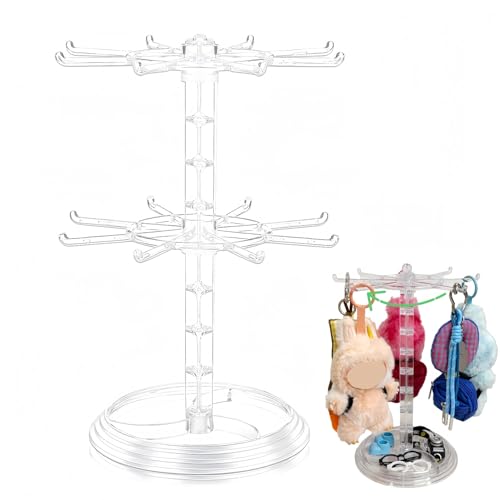 PanniOhye Transparent 360 Rotating Display Stand for Plush Dolls Keychains& Collectibles - All-Round Display Manually rotates(No Doll)