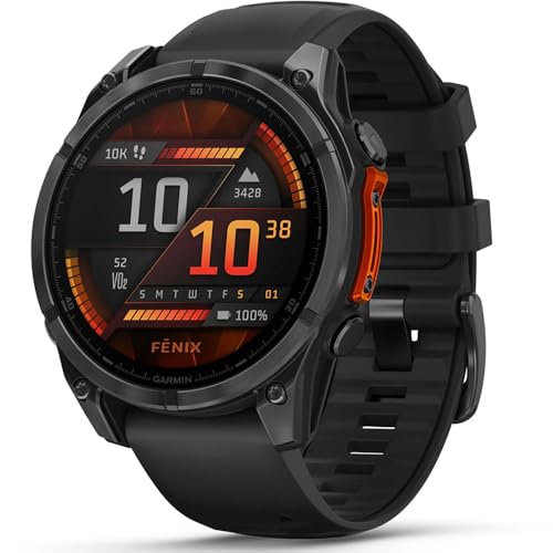 Image of Garmin Fenix 8 47mm AMOLED Multisport GPS Smartwatch, Slate Gray with Black Silicone Band, 010-02904-00 - Bundle w /Deco Essentials Charging Dock, Dust Cover and USB-C Cable