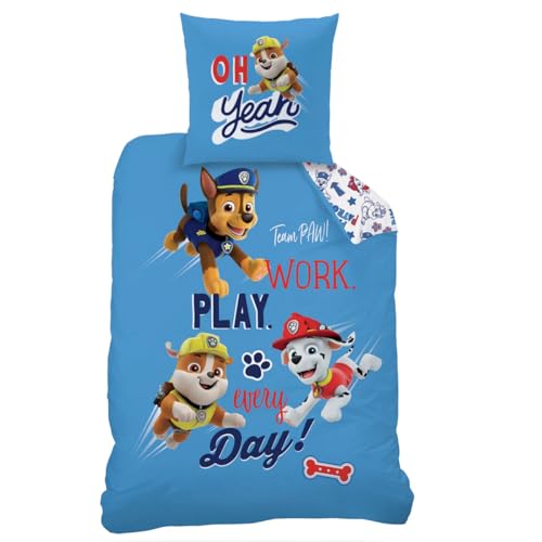 Disney Pat' Patrol - Juego de Funda nórdica de 140 x 200 cm y Funda de Almohada de 63 x 63 cm, 100% algodón, Color Azul pequeño