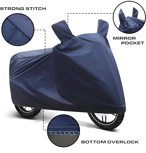 Image of AutoCart Bike Scooty Motorcycle Cover for Premium Bike (Blue Color) Also Suitable for All 125 CC Bikes and Scooty and Upto 150cc Pack of 1 | Design for Suzuki GIXXER