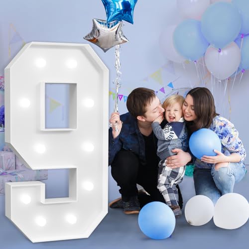 Image of imprsv Marquee Numbers Large 9th-Birthday Decorations: 4ft Light Up Number