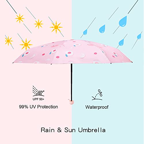 Time Lover Compact Travel Sun & Rain Umbrella Windproof Portable Mini Folding Umbrella For Girls Women (Peach) #TOP1