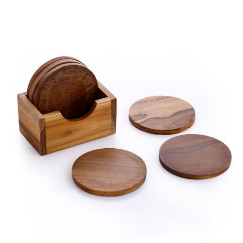 Image of Crystal Teakwood Handcrafted Tea Coaster | Cuppo | Set of 6