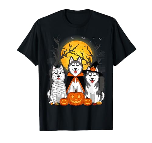 Funny Husky Ghost Dogs Halloween Husky Dog Mom Husky Lover T-Shirt