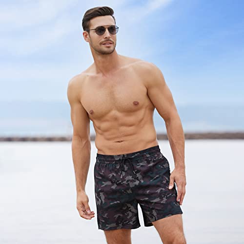 Image of BRISIRA Mens Swim Trunks Swim Shorts Quick Dry 5 inch Inseam Beach Shorts with Compression Liner and Zipper Pocket