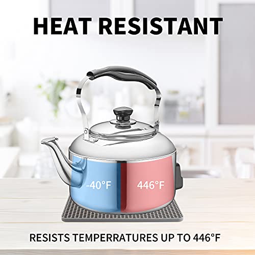 Image of Silicone Trivet Mats, Silicone Pot Holders for Hot Pots and Pans, Heat Resistant Counter Mats for Tables, Countertops, Spoon Rest and Large Coasters, 4 Pack Gray Trivets for Hot Dishes