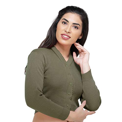 Image of Women Winter Wear V-Neck Full Sleeves Regular Fit Woollen Blouse
