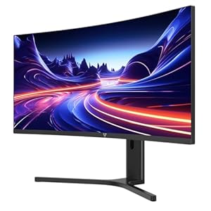 V7 34-inch Ultrawide Curved WQHD 3440×1440 Gaming Monitor, 125% sRGB, HDMI/DisplayPort, 120Hz Refresh Rate, Eye-Care Features, Ergonomic Design