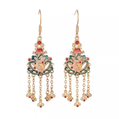 Boucles d'oreilles Qipao CFWSHJ : bijoux au style ancien et pompon élégant pour femme