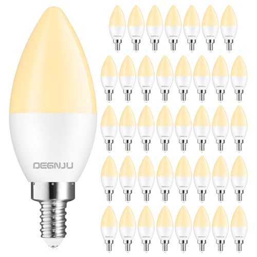 Image of DEGNJU 40 Pack LED Candelabra Light Bulbs 60W Equivalent, Chandelier Light Bulbs Soft White 2700K, E12 LED Bulb, Type B Light Bulb 5.5W, Candelabra Base, 120V, B11 Candle Light Bulb, Non-Dimmable