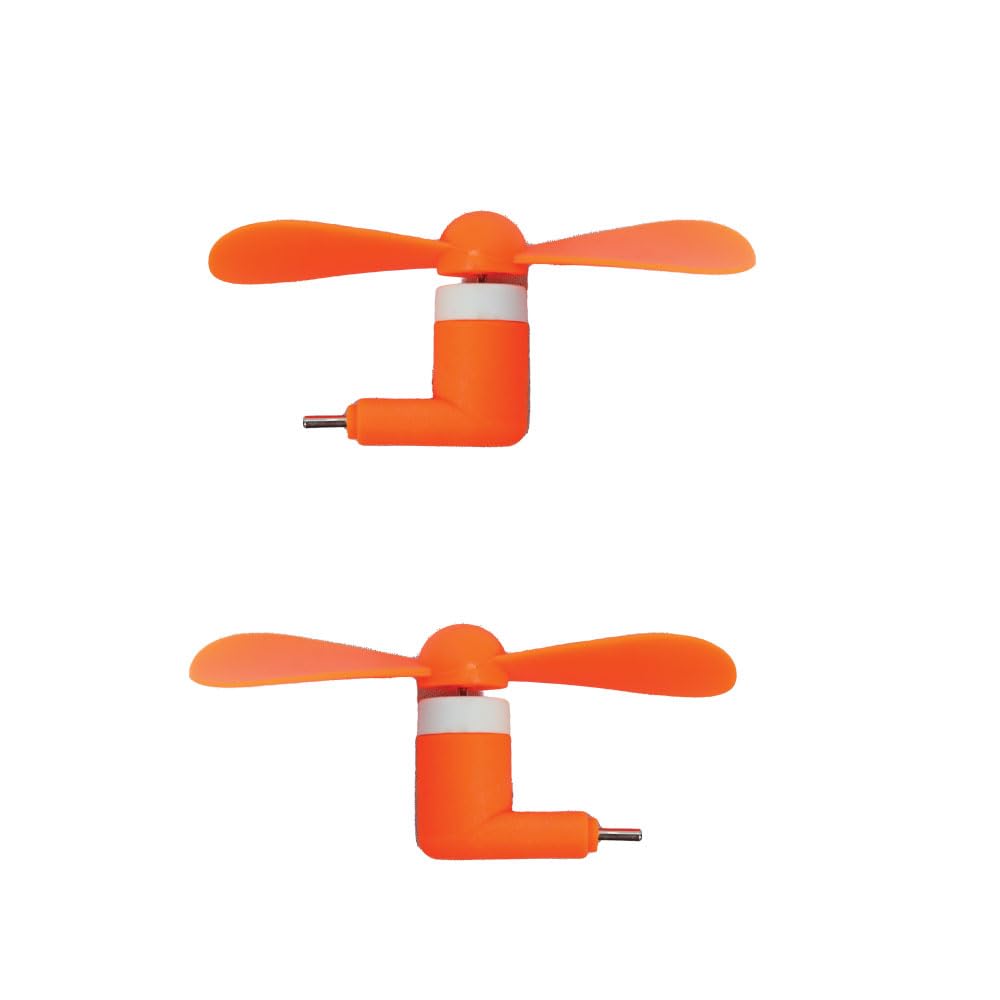Pack of 2 USB Type C Mini Fan for Mobile Phone Portable Flexible Cooling Fan Compact Pocket Travel Gadget for Android Smartphones OTG Plug & Play Silent Personal Cooling Fan Orange Color