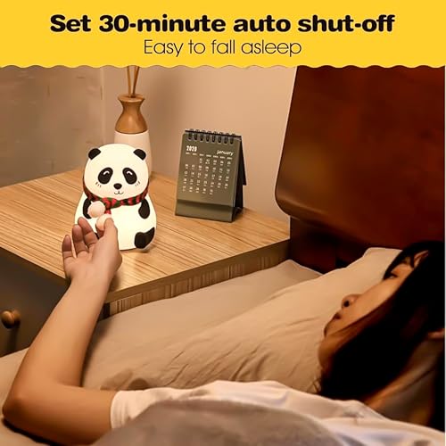 Image of VGRASSP Soft Silicone Panda Night Lamp Toy for Kids - 7 Color LED Changing Rechargeable Squishy Animal Light Gift for Babies and Toddlers - Color As Per Stock