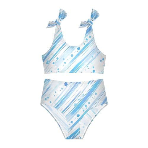 KLL Blue Stripe Girls' Two Piece Bikini Sets Quick-Dry Swimsuits Swimming Suits Adjustable Shoulder Strap3