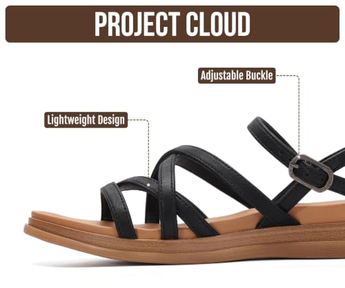 Image of Project Cloud Wedge Sandals for Women 2026 - Comfortable Soft & Plush Insole Strappy Womens Sandals with Lightweight and Non-Slip Durable Outsole (NICE)