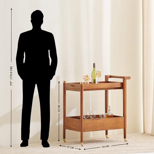 Image of Home Centre | Amanda Serving Trolley | for Kitchen and Bar | Brown