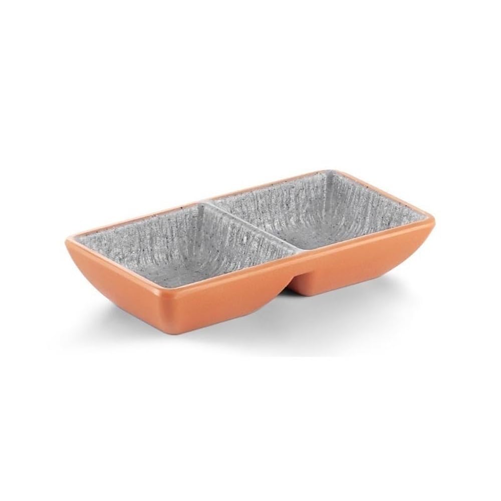 Cuencos dobles para salsa de soja y condimentos, platos de sushi divididos, bandeja para servir aperitivos con dos compartimentos para vinagre y ketchup (ge)