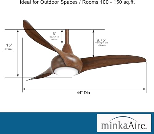 Minka-Aire F845-DK Light Wave 44" Ceiling Fan with LED Lights & Remote, Distressed Koa thumbnail 9
