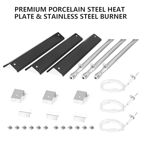 Image of CANDANA Replacement Parts for Chargriller 3001, 3008, 3030, 4000, 5050, 5252 Grill Models, Stainless Steel Burner, Porcelain Steel Heat Plates, Porcelain Cast Iron Cooking Grid Grates, Igniters