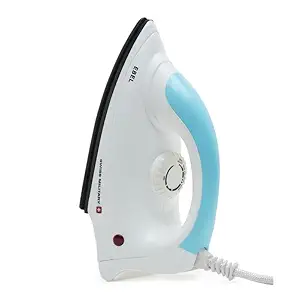 Swiss Military EBEL 1000 Watt Dry Iron, SM001EB1, White and Blue Colour|Temperature Control|Non Stick Coated Sole Plate|360 Swivel cord