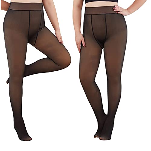 Collant Femme Hiver, Translucide Extensible Collant en Molleton RéSistant Opaque Leggings Taille Haute, Thermiques Collant D'Hiver Polaire Grande Taille pour Femmes Plein Jambes Minceur (320g(-5~10℃)) Cover