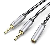 Morelecs 3.5mm Headphone Mic Splitter 3.5mm Female to 2 Dual 3.5mm Male Headphone Mic Audio Y...