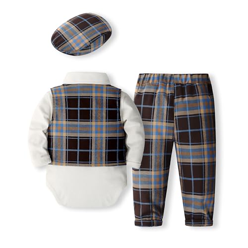 Image of Baby Boys' 4-Piece Vest Set with Dress Shirt, Vest, Pants, and Tie