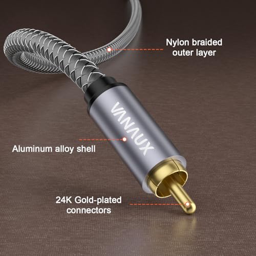 Cable de extensión RCA coaxial de 75 ohmios macho a hembra VANAUX de 1 metro 5