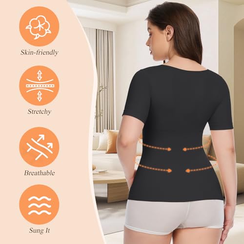 Shapewear Tops for Women Tummy Control Tank Tops Short Sleeve Seamless Compression Tanks Body Shaper Camisole2