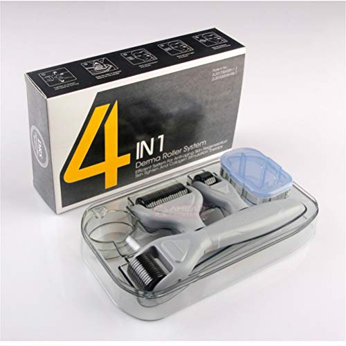 4 in 1 Micronadeln Derma Roller Edelstahl Micronadeln für Anti Falten, mehr als 540 Arten von Mikronadel-Walzen für die Hautregeneration Anti-Aging Mikronadel Derma Roller,Grau