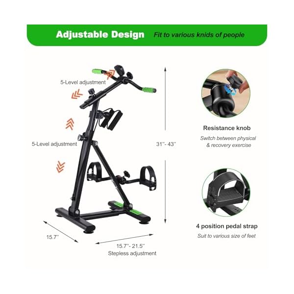 Pedal Exerciser Bike for Seniors, Hand Arm Leg and Knee Peddler Exercise Equipment, Elderly Recovery Home Exercise Bike for Total Body, Great Gift for Elderly Rehab - Image 4
