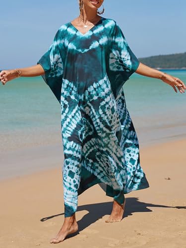 Image of Kaftan Dresses for Women Plus Size Summer Beach Dress with Print and Swim Cover Ups