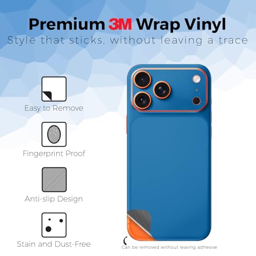 2 Pack of Phone Skins for Apple iPhone 17 Pro Max - Solid Blue| Protective Vinyl Covers | Textured Carbon Fiber Finish | Made in The USA by MightySkins by Vision Signs & Graphics - Image 2