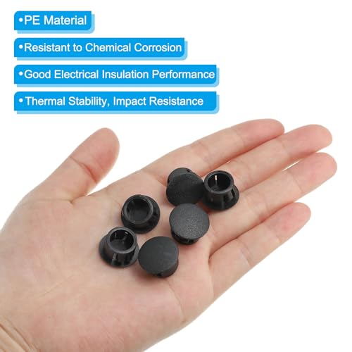 Image of PATIKIL 13mm (1 /2 inch) Plastic Hole Plugs, 30Pcs Flush Type Round Hole Plugs Cover Snap in Locking Hole Tube for Table Kitchen Cabinet Furniture, Black