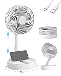 KASYDoFF Desk Fan, 8''-5400mAh USB Portable Fan with Oscillation, 42CM Height Rechargeable Mini Table Fan with Speed Settings and Timer, Quiet Cooling Small Desk Fan for Bedroom, Home and Outdoor