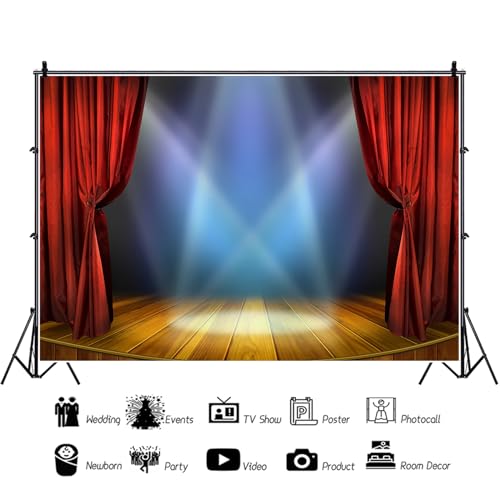 Fondo teatral 7x5ft cortinas rojas para fotografía miniatura 5