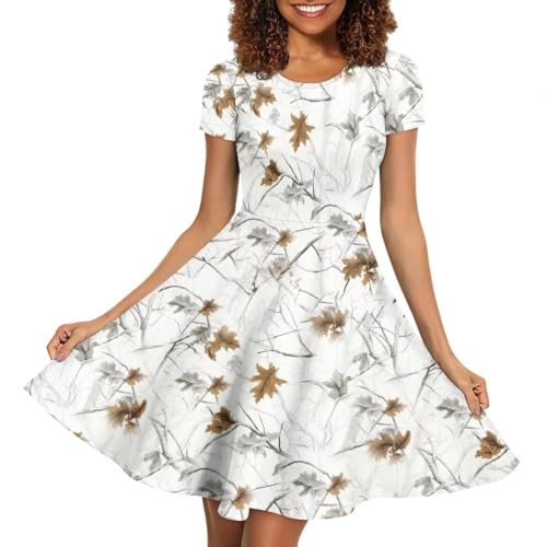 Image of AFPANQZ Womens Casual Summer Lightweight Vintage Dress Short Sleeve Midi Dress Knee-Long Luxury Formal Dress