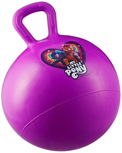 Image of Amazon Brand - Jam & Honey 18 inch My Little Pony Hopper Ball for Kids | Durable & Safe Bouncing Ball with Handles | Indoor Outdoor Fun Toy (Purple)