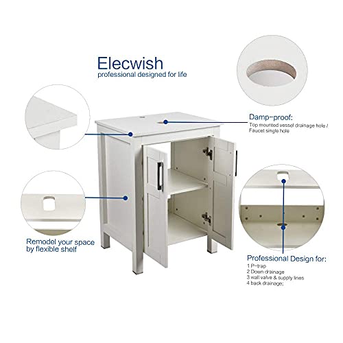 YOURLITE 24 Inches Traditional Bathroom Vanity Set in White Finish, Single Bathroom Vanity with Top and 2-Door Cabinet, Boat Tempered Glass Clear Sink Top with Single Faucet Hole YOURLITE 24 Inches Traditional Bathroom Vanity Set in White Finish, Single Bathroom Vanity with Top and 2-Door Cabinet, Boat Tempered Glass Clear Sink Top with Single Faucet Hole