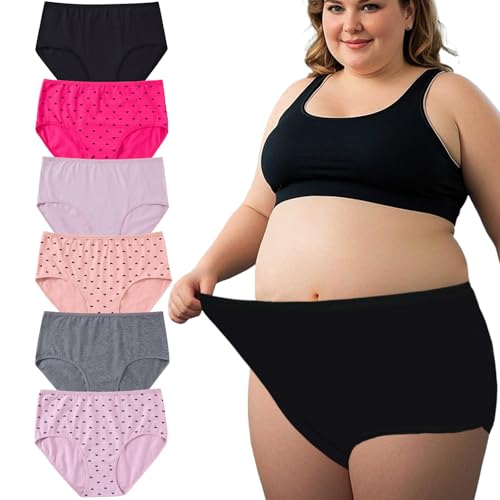 Women's Cotton Plus Size Underwear Ladies Panties Briefs XL-5XL 6 Pack Ladies Underwear