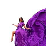 Infinity Long Flying Dress | Train Photoshoot Flowy Dress | Satin Santorini Flying Long Maxi Photography Baby Shower for Women| Long Satin Purple