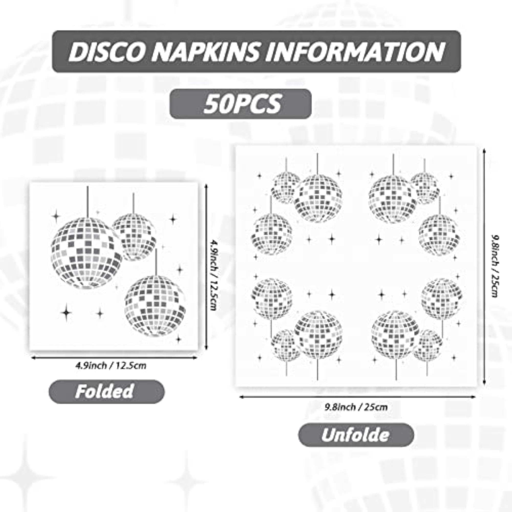 70s Disco Party Napkins, 48 Count