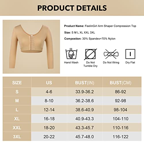 FeelinGirl Arm Shaper for Women Post Surgery Arm Lipo Compression Sleeves Slimming Arm Faja Front Closure Shapewear Bra - Image 6