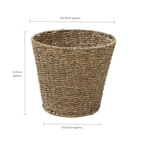 JVL Natural Round Seagrass Waste Paper Basket