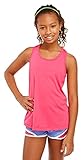 Soffe Girls' Performance Racer Tank Top, Neon Pink, Large