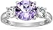 Amethyst and White Topaz Three Stone Ring in Sterling Silver, Size 7