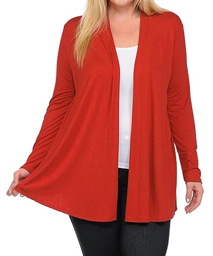 Pastel by Vivienne Women's Long Sleeve Jersey Plus Size Cardigan