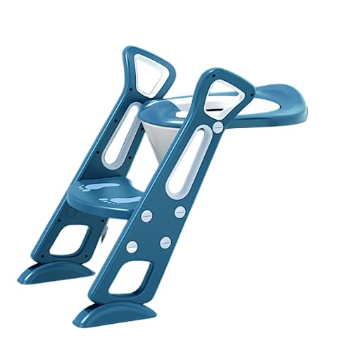 ACMEER 補助便座 踏み台トイレ トイレットトレーナー ステップ式 折りたたみ 高さ調節可能 キッズ用 角度調整 簡単組立 飛び散り防止 子供 ソフトクッション付き トイレットトレーナー 女の子 男の子 プレゼント お誕生日 ギフト (ブルー)