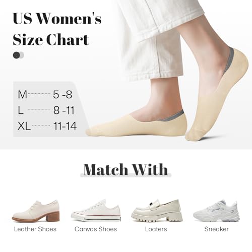 Image of wernies No Show Socks Women Low Socks Non Slip Flat Boat Line 4 /8 Pairs