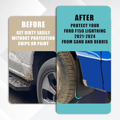 Image of BestEvMod AOSK Compatible with F-150 Lightning 2026 2025 2024 2023 2022 2021 Upgraded Mud Flaps Splash Guards Exterior Accessories Ford F150 Lightning Mud Flaps (Set of Four) No Need to Drill Holes
